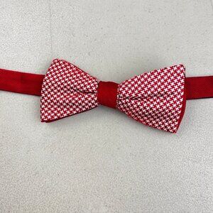 Jos A Bank Houndstooth Bow Tie Red/White 100% Silk Adjustable Bowtie